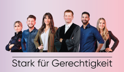 Banner "Stark für Gerechtigkeit"