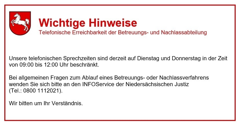 Erreichbarkeit Betreuung NL AG WOB